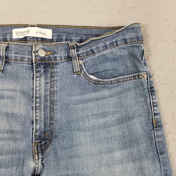 Levi Strauss Signature S51 Straight Jeans Mens 36x30 Blue Denim Stretch Classic - Picture 4 of 15